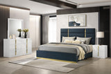 Ines Navy and White High Gloss 4-Piece Eastern King Bedroom Set from Coaster - Luna Furniture