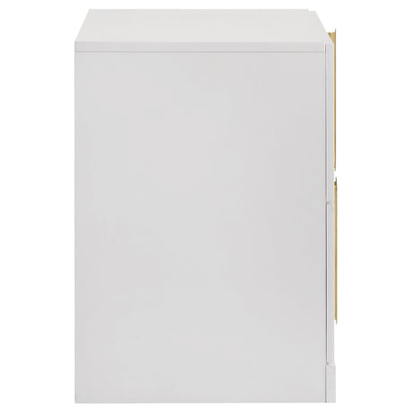 Ines White High Gloss 2-Drawer Nightstand from Coaster - Luna Furniture