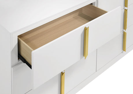 Ines White High Gloss 6-Drawer Bedroom Dresser Cabinet from Coaster - Luna Furniture