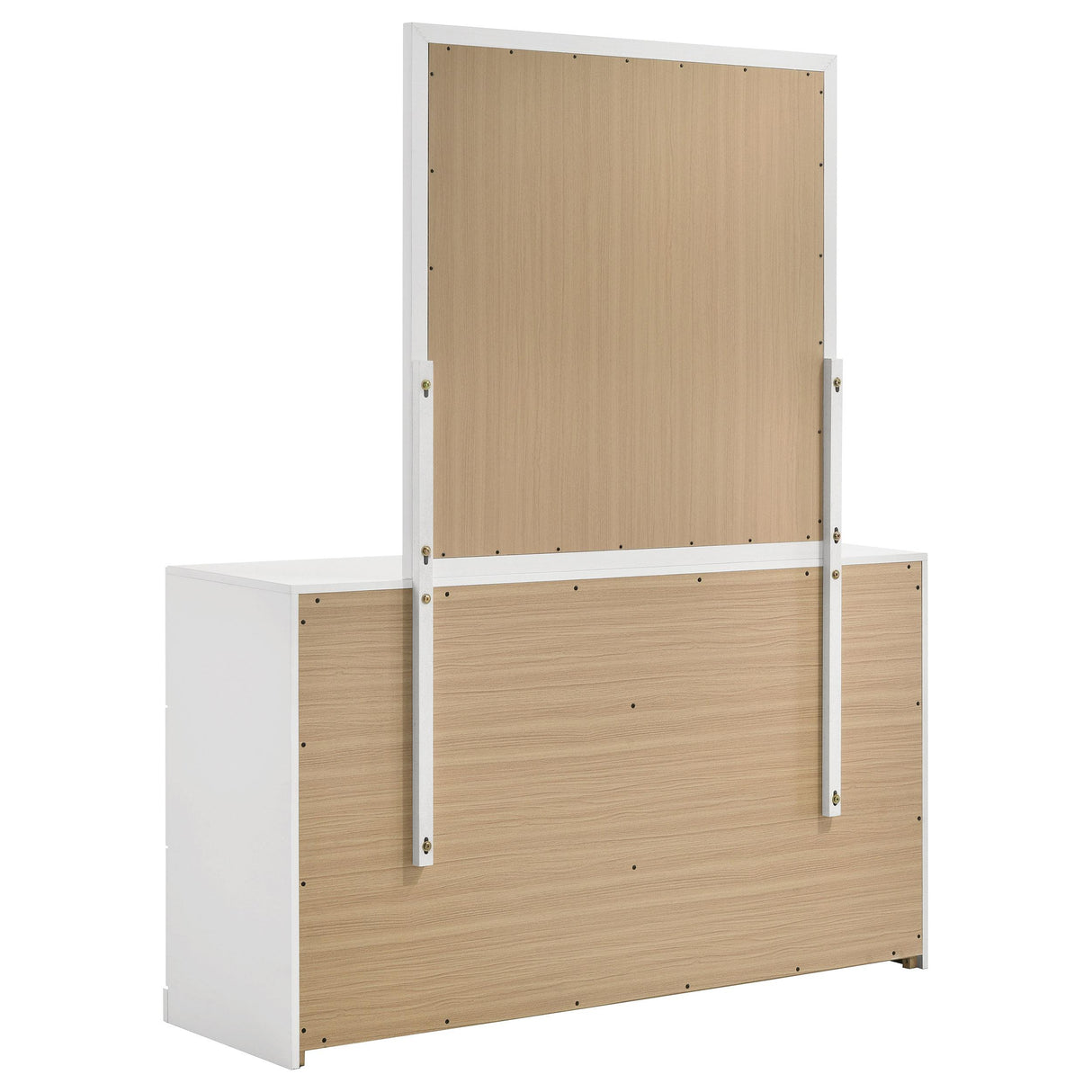 Ines White High Gloss 6-Drawer Bedroom Dresser with Mirror from Coaster - Luna Furniture