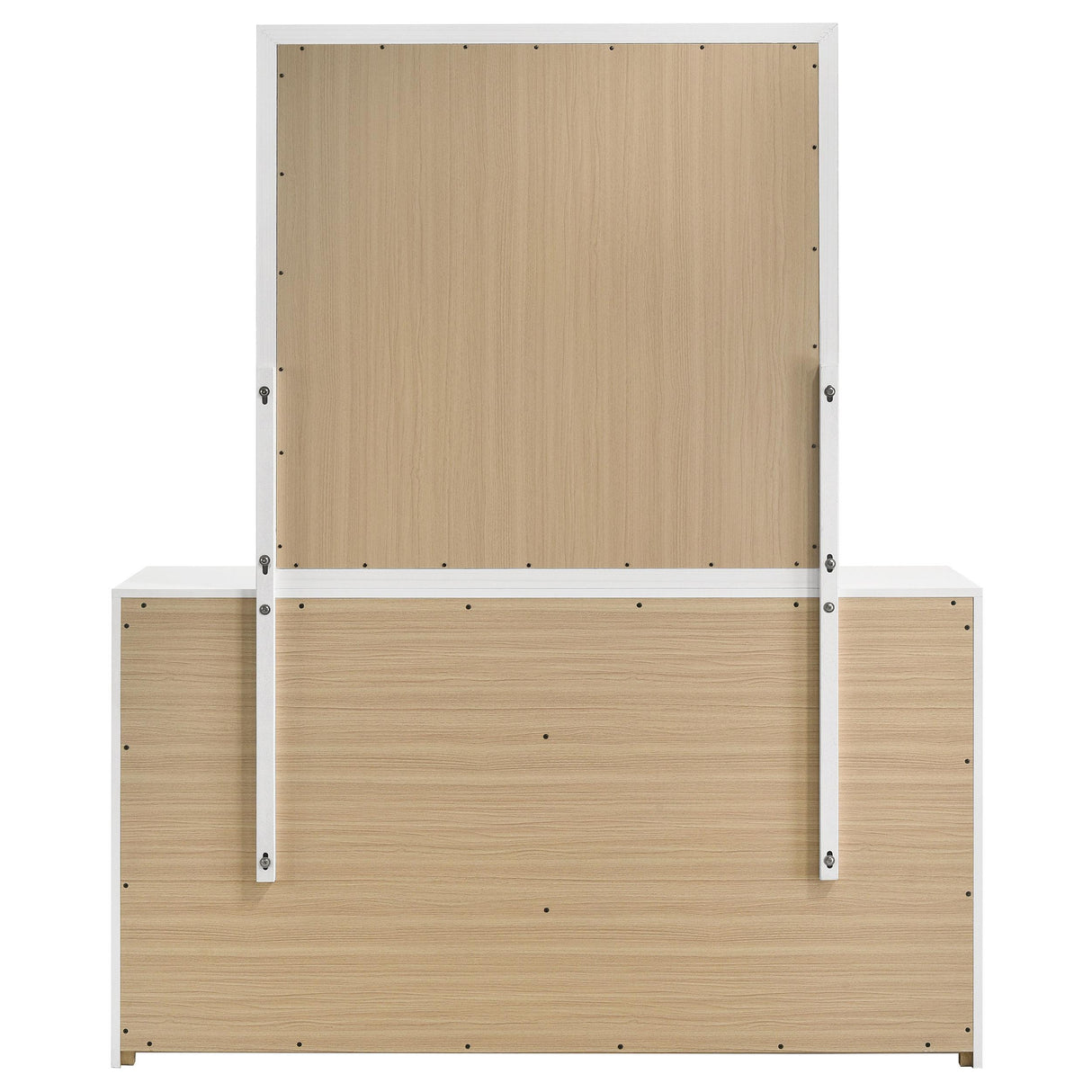 Ines White High Gloss 6-Drawer Bedroom Dresser with Mirror from Coaster - Luna Furniture