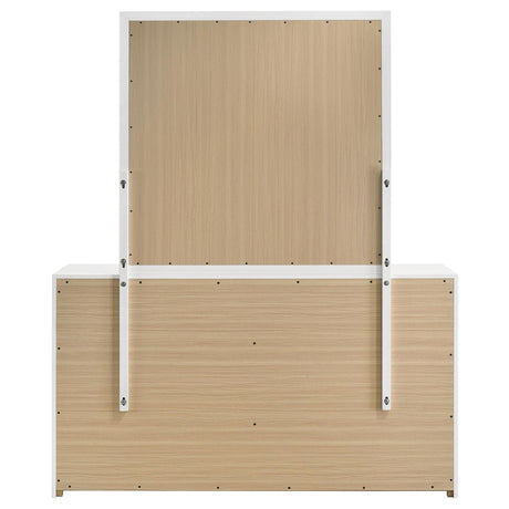 Ines White High Gloss 6-Drawer Bedroom Dresser with Mirror from Coaster - Luna Furniture