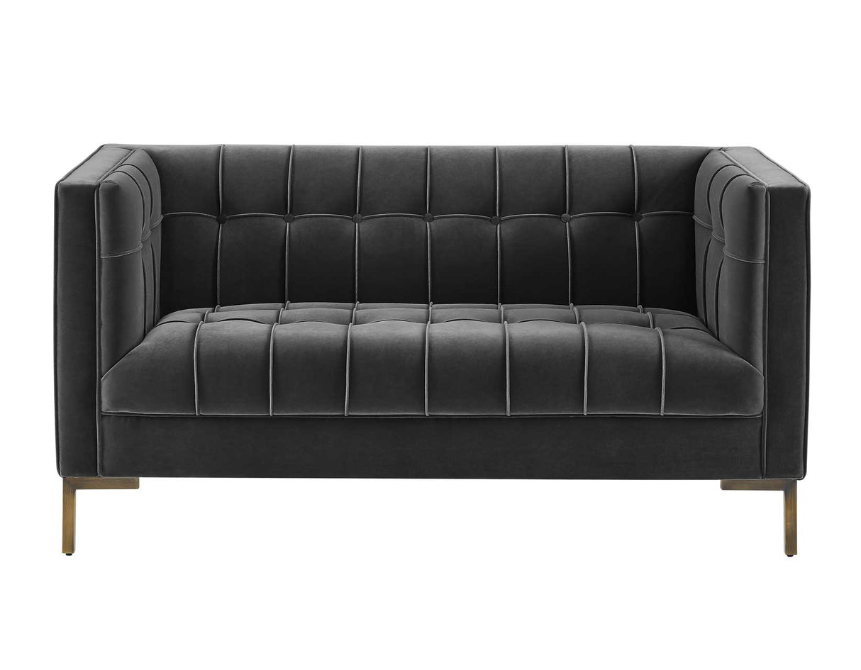 Isaac Channel Stitched Gray Velvet Loveseat from Steve Silver - Luna Furniture