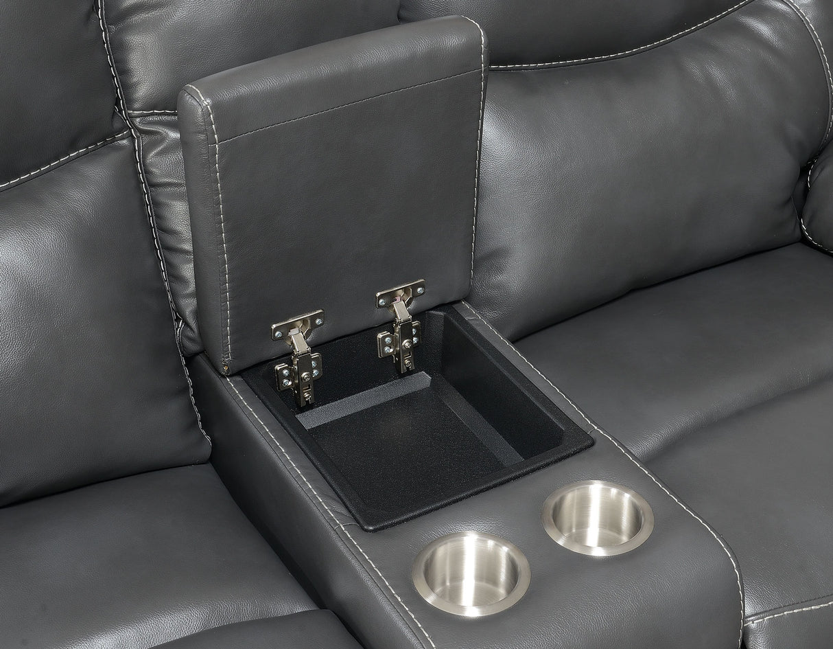 Isabella Gray Manual Reclining Console Loveseat from Steve Silver - Luna Furniture