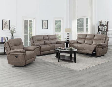 Isabella Sand Manual Reclining Console Loveseat from Steve Silver - Luna Furniture