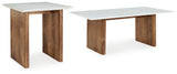 Isanti Coffee Table with 1 End Table in Light Brown/White from Ashley - Luna Furniture