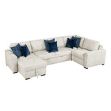 Isla Beige 5-Piece Sectional with Reversible Chaise, Pull-out Bed and Hidden Storage from Homelegance - Luna Furniture