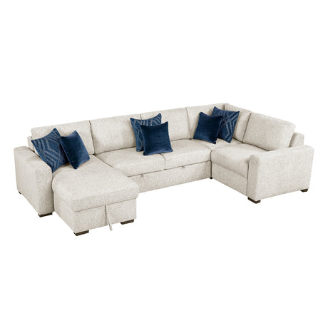 Isla Beige 5-Piece Sectional with Reversible Chaise, Pull-out Bed and Hidden Storage from Homelegance - Luna Furniture