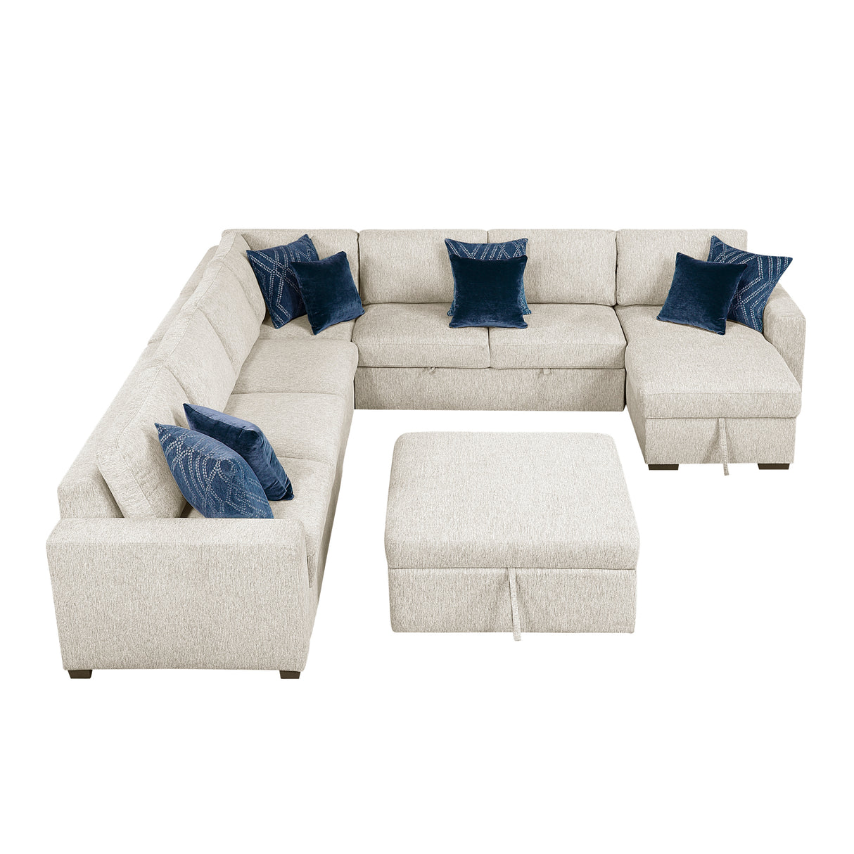 8548BE*7VC2ACR2ACLACAOT (7)6-Piece Sectional with Reversible Chaise, Pull-out Bed, Hidden Storage and Ottoman from Homelegance - Luna Furniture