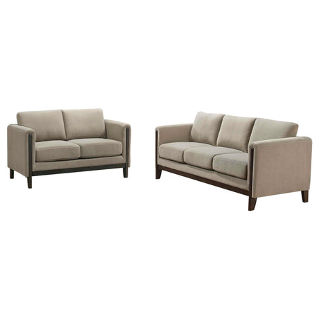 Islington Taupe 2-Piece Upholstered Panel Arm Living Room Set from Coaster - Luna Furniture