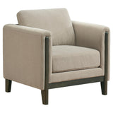 Islington Taupe Fabric Upholstered Panel Arm Accent Chair from Coaster - Luna Furniture