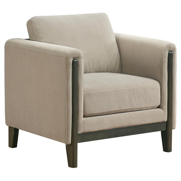 Islington Taupe Fabric Upholstered Panel Arm Accent Chair