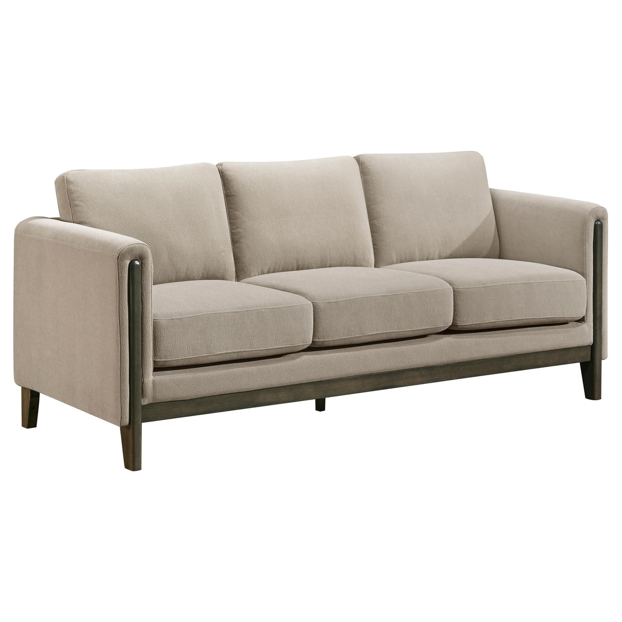 Islington Taupe Fabric Upholstered Panel Arm Sofa from Coaster - Luna Furniture