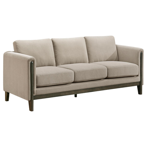 Islington Taupe Fabric Upholstered Panel Arm Sofa