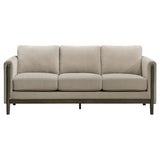 Islington Taupe Fabric Upholstered Panel Arm Sofa from Coaster - Luna Furniture