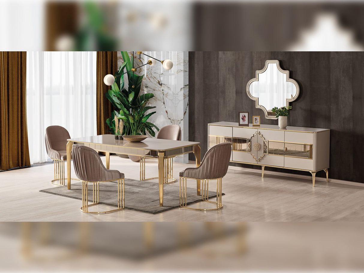 Istanbul Brown/Gold Dining Room Table from Furnia - Luna Furniture