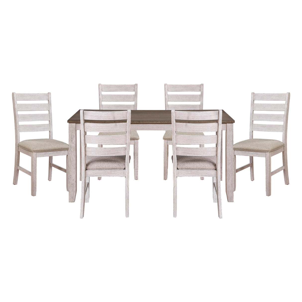 Ithaca Grayish White/Brown 7-Piece Dining Set from Homelegance - Luna Furniture