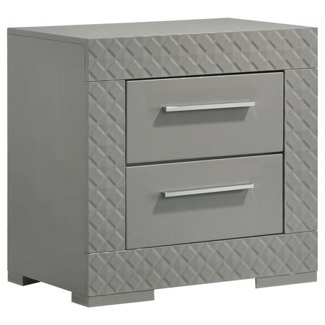 Ives Gray High Gloss 2-Drawer Nightstand from Coaster - Luna Furniture