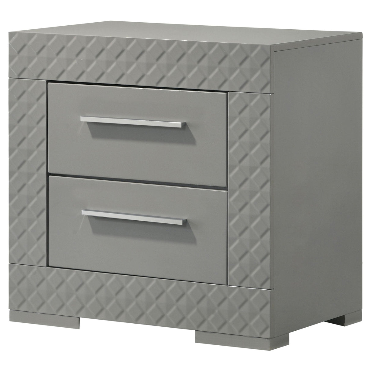 Ives Gray High Gloss 2-Drawer Nightstand from Coaster - Luna Furniture