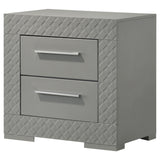 Ives Gray High Gloss 2-Drawer Nightstand from Coaster - Luna Furniture