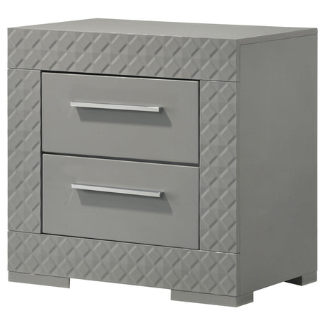 Ives Gray High Gloss 2-Drawer Nightstand from Coaster - Luna Furniture