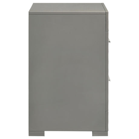 Ives Gray High Gloss 2-Drawer Nightstand from Coaster - Luna Furniture