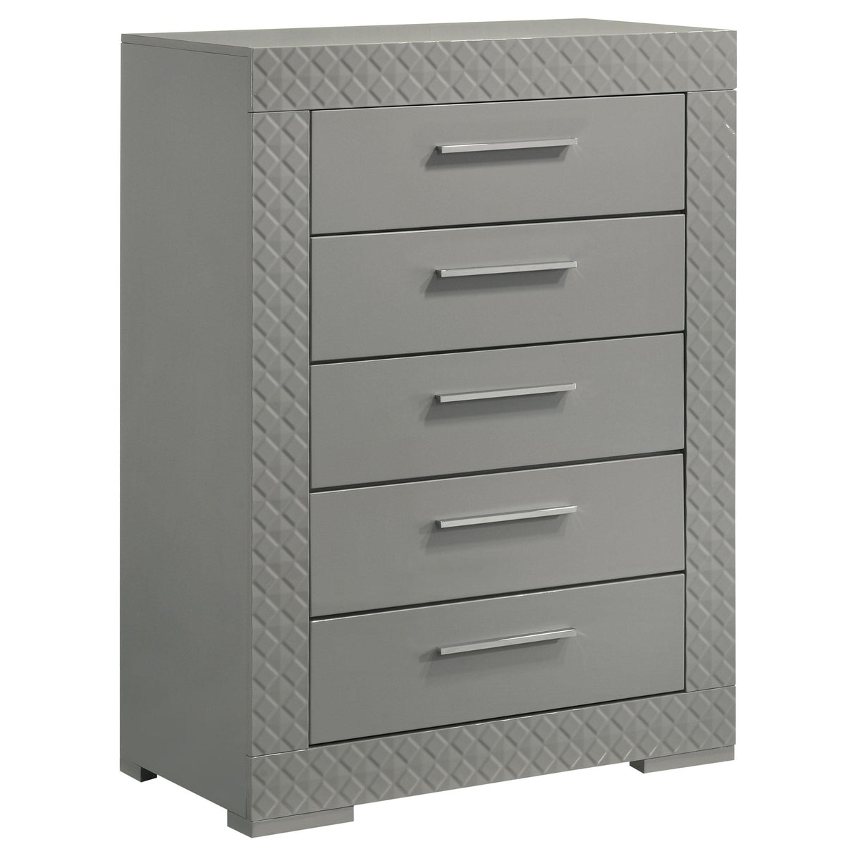 Ives Gray High Gloss 5-Drawer Bedroom Chest from Coaster - Luna Furniture