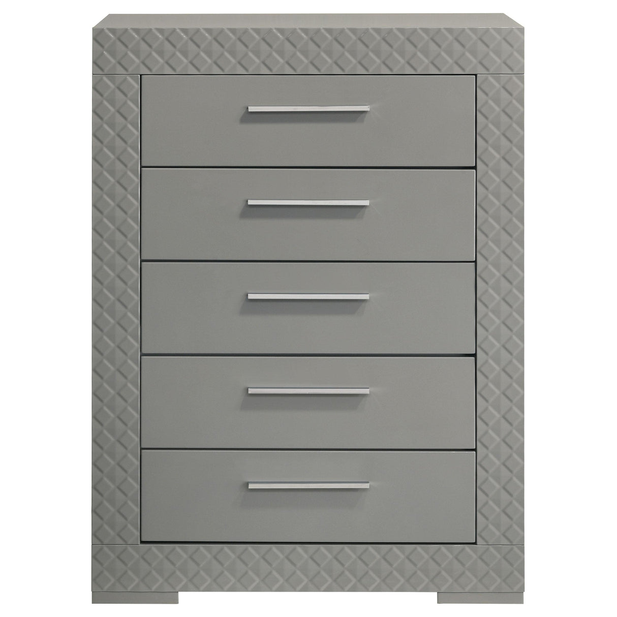 Ives 5-Drawer Bedroom Chest of Drawers Grey High Gloss