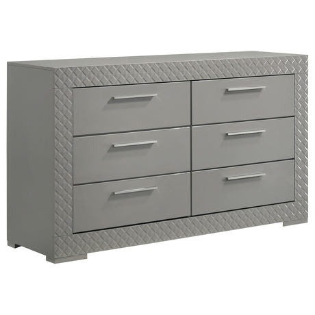 Ives Gray High Gloss 6-Drawer Dresser from Coaster - Luna Furniture