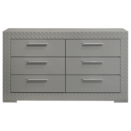 Ives Gray High Gloss 6-Drawer Dresser from Coaster - Luna Furniture