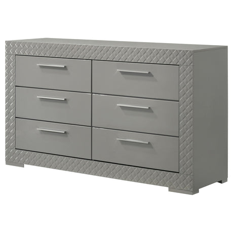 Ives Gray High Gloss 6-Drawer Dresser from Coaster - Luna Furniture