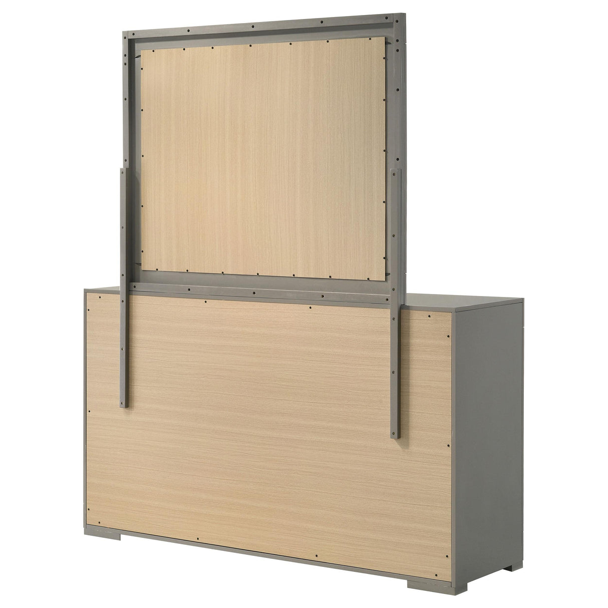 Ives Gray High Gloss 6-Drawer Dresser and Mirror from Coaster - Luna Furniture