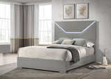 Ives Gray High Gloss Queen Panel Bed LED Headboard from Coaster - Luna Furniture