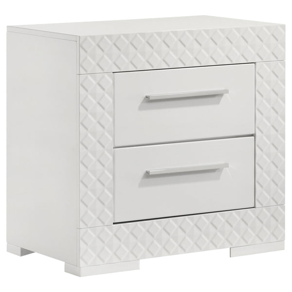 Ives White High Gloss 2-Drawer Nightstand