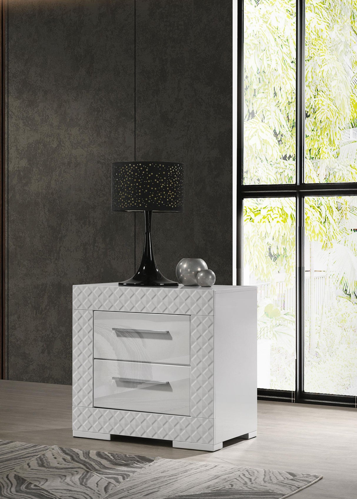 Ives White High Gloss 2-Drawer Nightstand from Coaster - Luna Furniture