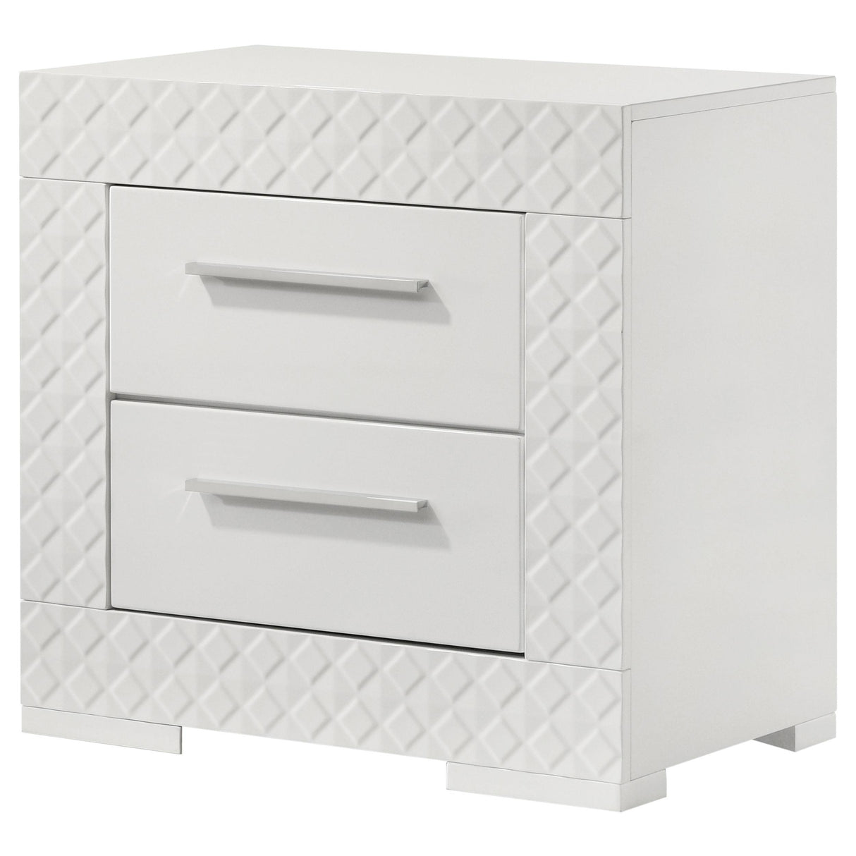 Ives White High Gloss 2-Drawer Nightstand from Coaster - Luna Furniture
