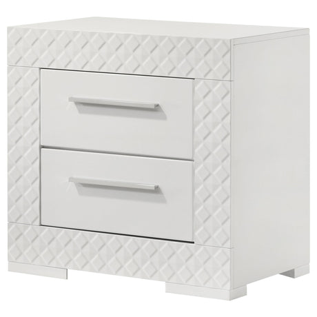 Ives White High Gloss 2-Drawer Nightstand from Coaster - Luna Furniture