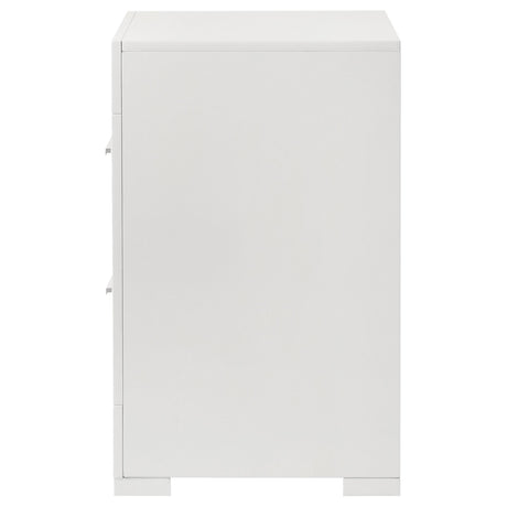 Ives White High Gloss 2-Drawer Nightstand from Coaster - Luna Furniture