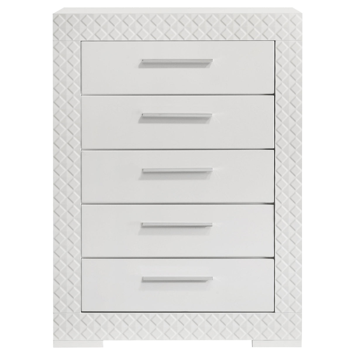 Ives White High Gloss 5-Drawer Bedroom Chest from Coaster - Luna Furniture