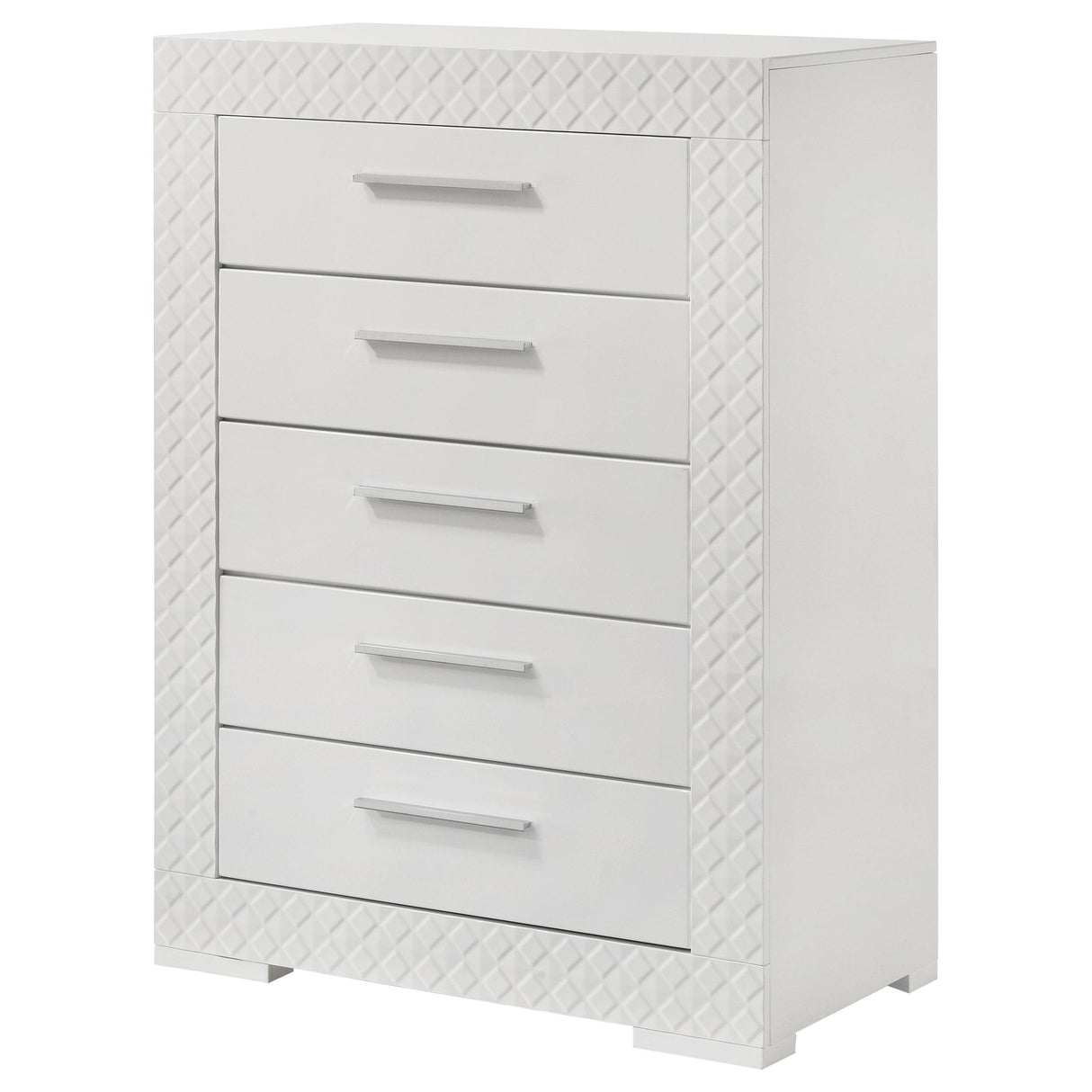 Ives White High Gloss 5-Drawer Bedroom Chest from Coaster - Luna Furniture