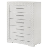 Ives White High Gloss 5-Drawer Bedroom Chest from Coaster - Luna Furniture