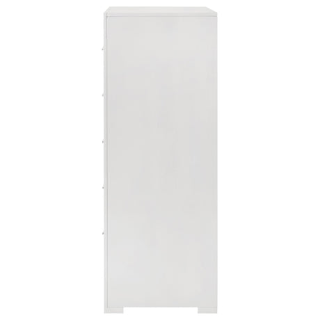 Ives White High Gloss 5-Drawer Bedroom Chest from Coaster - Luna Furniture