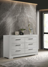 Ives White High Gloss 6-Drawer Dresser from Coaster - Luna Furniture