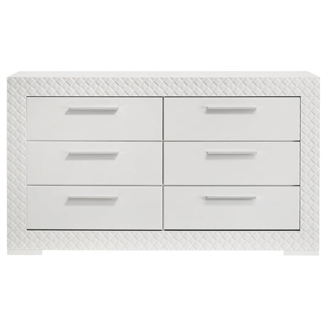 Ives White High Gloss 6-Drawer Dresser from Coaster - Luna Furniture