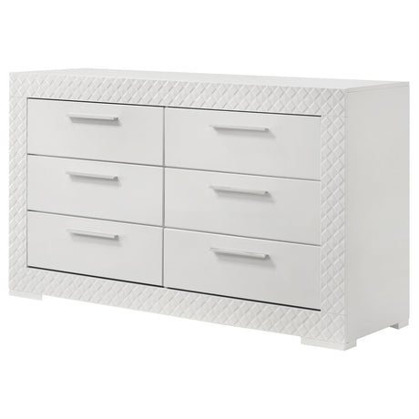 Ives White High Gloss 6-Drawer Dresser from Coaster - Luna Furniture