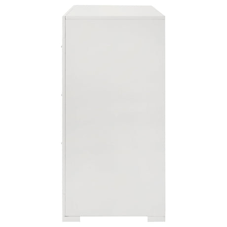Ives White High Gloss 6-Drawer Dresser from Coaster - Luna Furniture