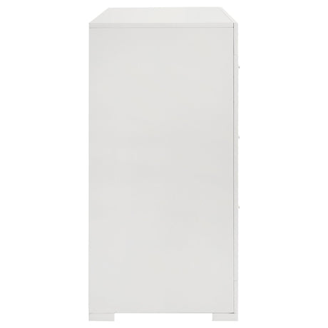 Ives White High Gloss 6-Drawer Dresser from Coaster - Luna Furniture