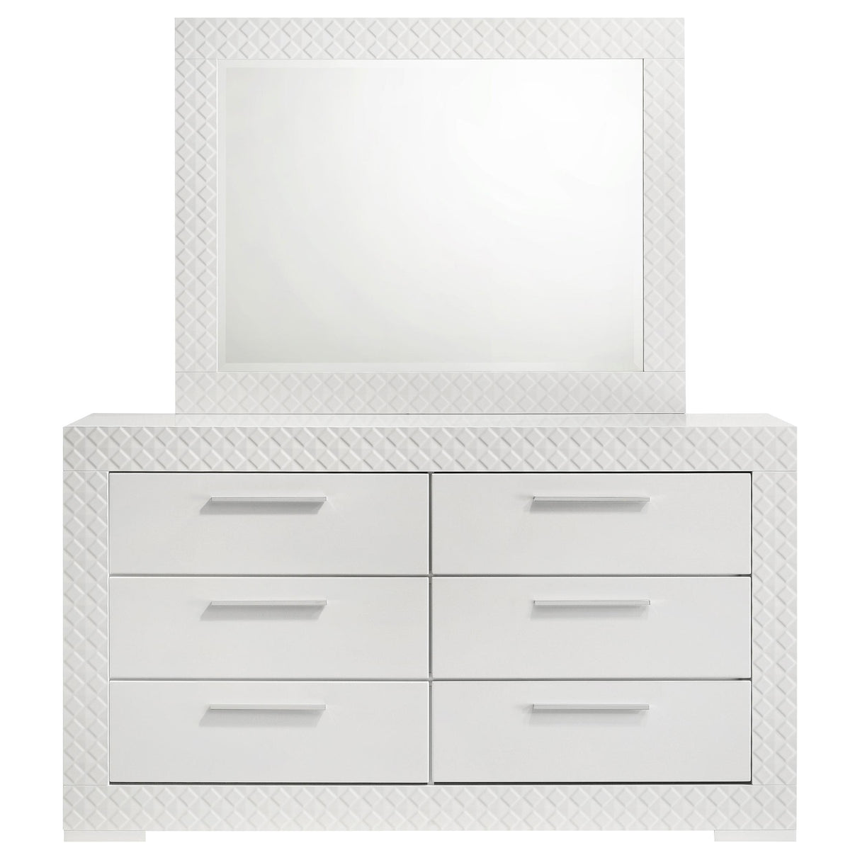 Ives White High Gloss 6-Drawer Dresser and Mirror from Coaster - Luna Furniture
