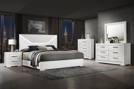 Ives White High Gloss 6-Drawer Dresser and Mirror from Coaster - Luna Furniture