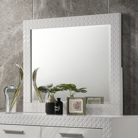 Ives White High Gloss Dresser Mirror (Mirror Only) from Coaster - Luna Furniture